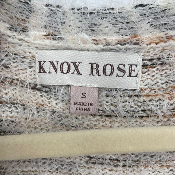 Knox Rose Open Front Tie Belt Cardigan Sweater Small Cream/Tan/Black Size Small - Picture 2 of 11